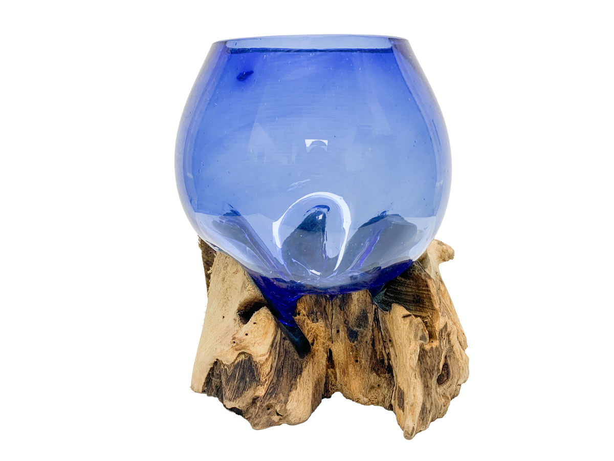 Coffee Root with Glass Bowl  Blue - Small