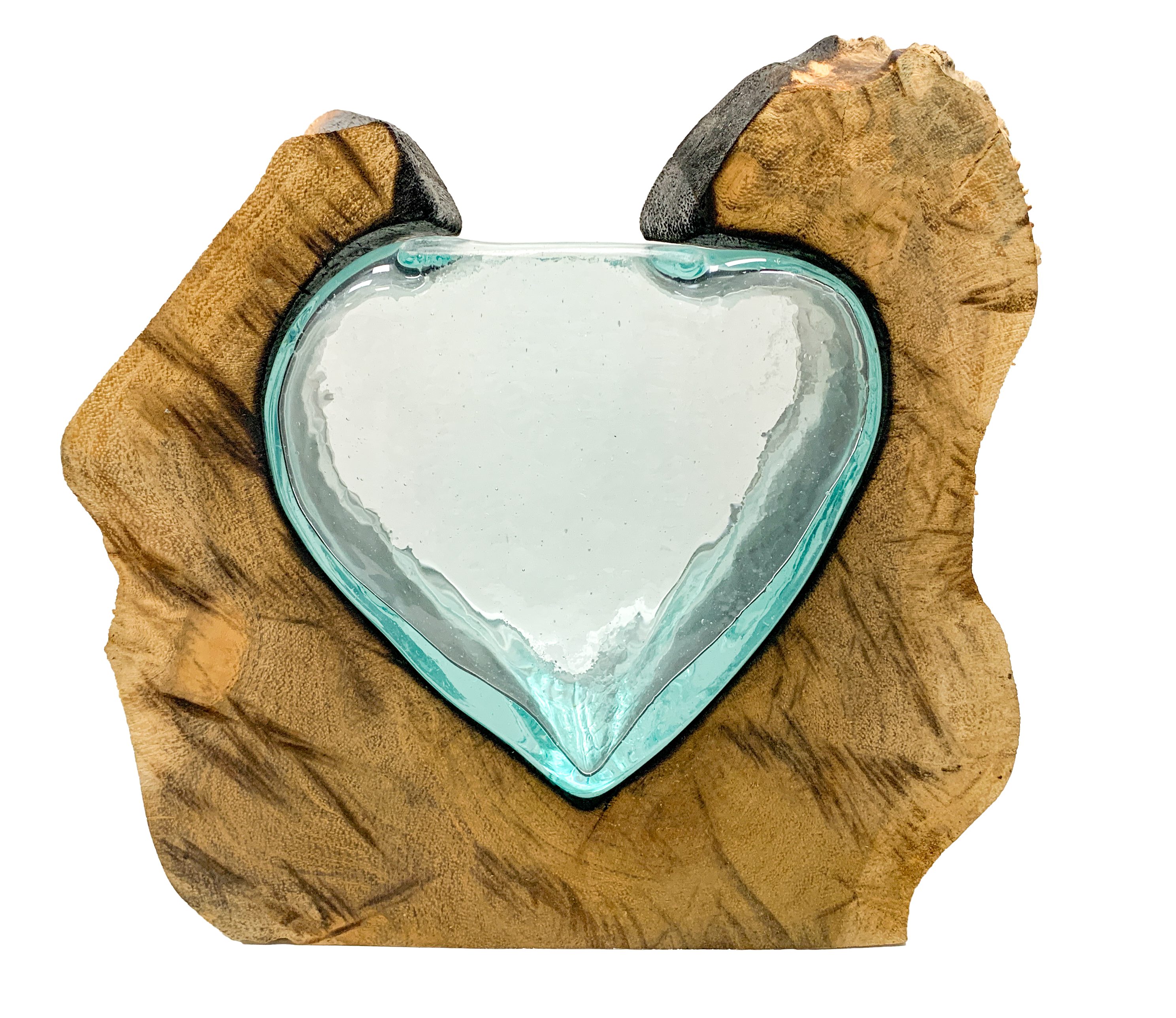 Coffee Root Base With Glass Heart Vase