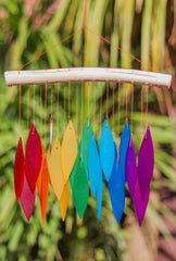 Glass Windchime 'Leaves' - Rainbow