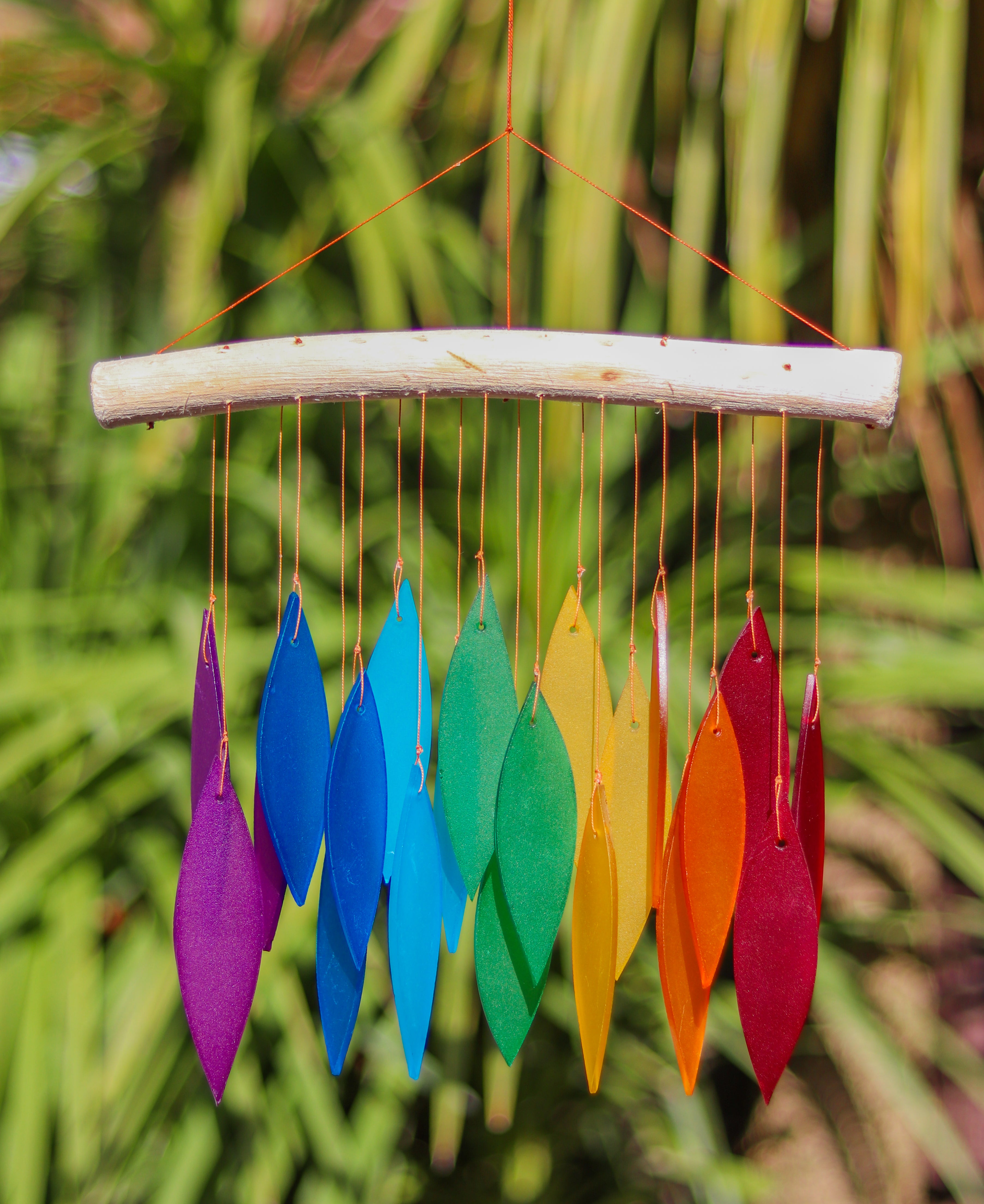 Glass Windchime 'Leaves' - Rainbow