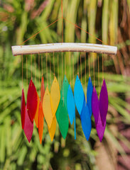 Glass Windchime 'Leaves' - Rainbow