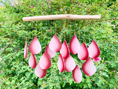 Glass Windchime Rain Drop - Red