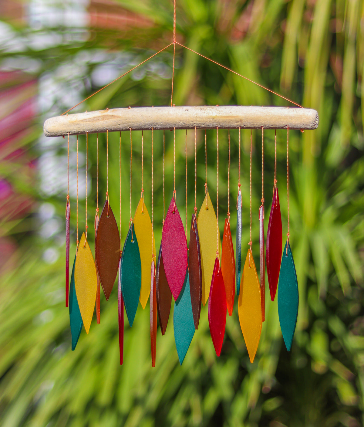 Glass Windchime 'Leaves' - Assorted Colours