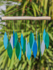 Glass Windchime 'Leaves' - Turquoise