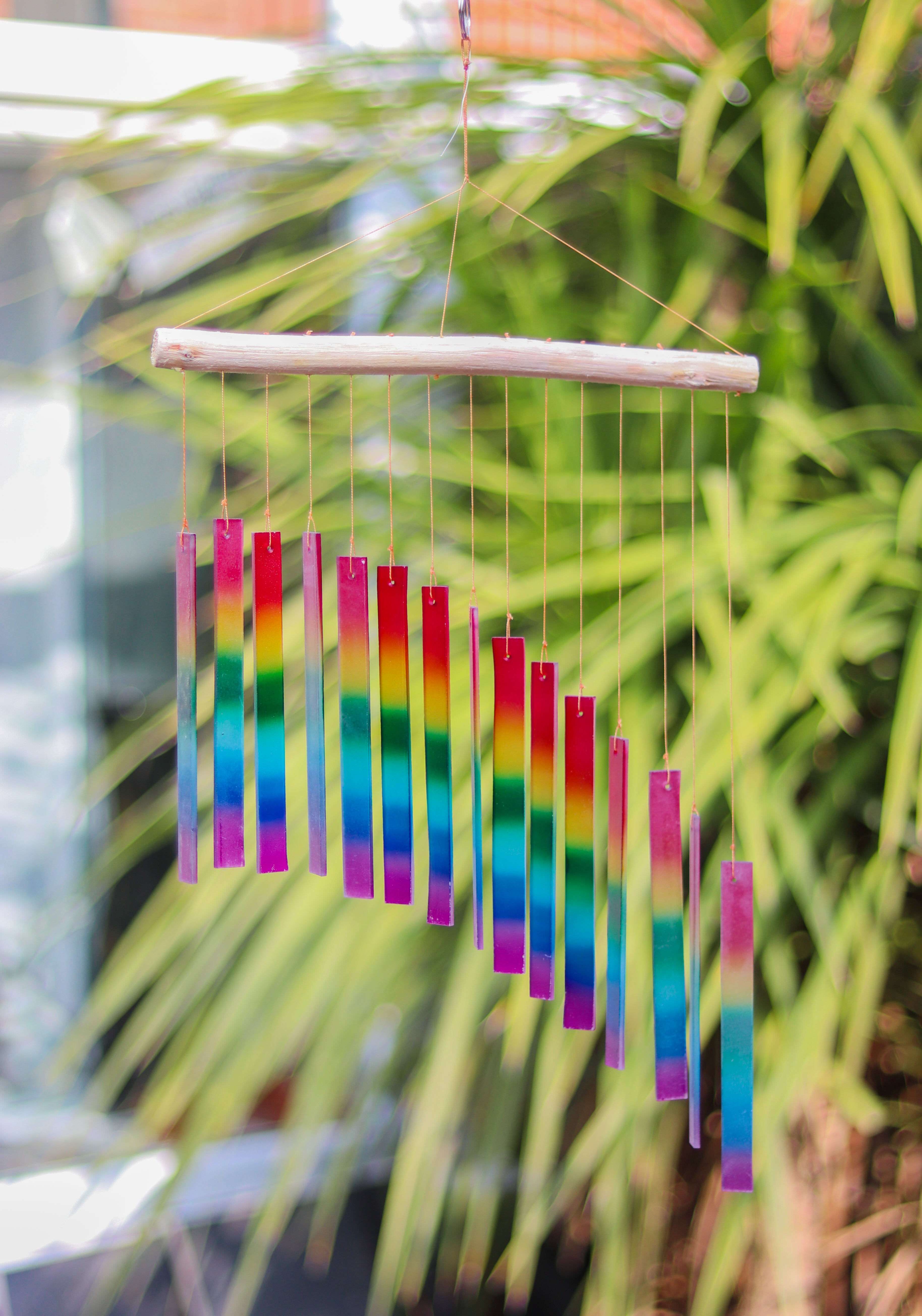 Glass Chime Sloping Rectangle - Rainbow