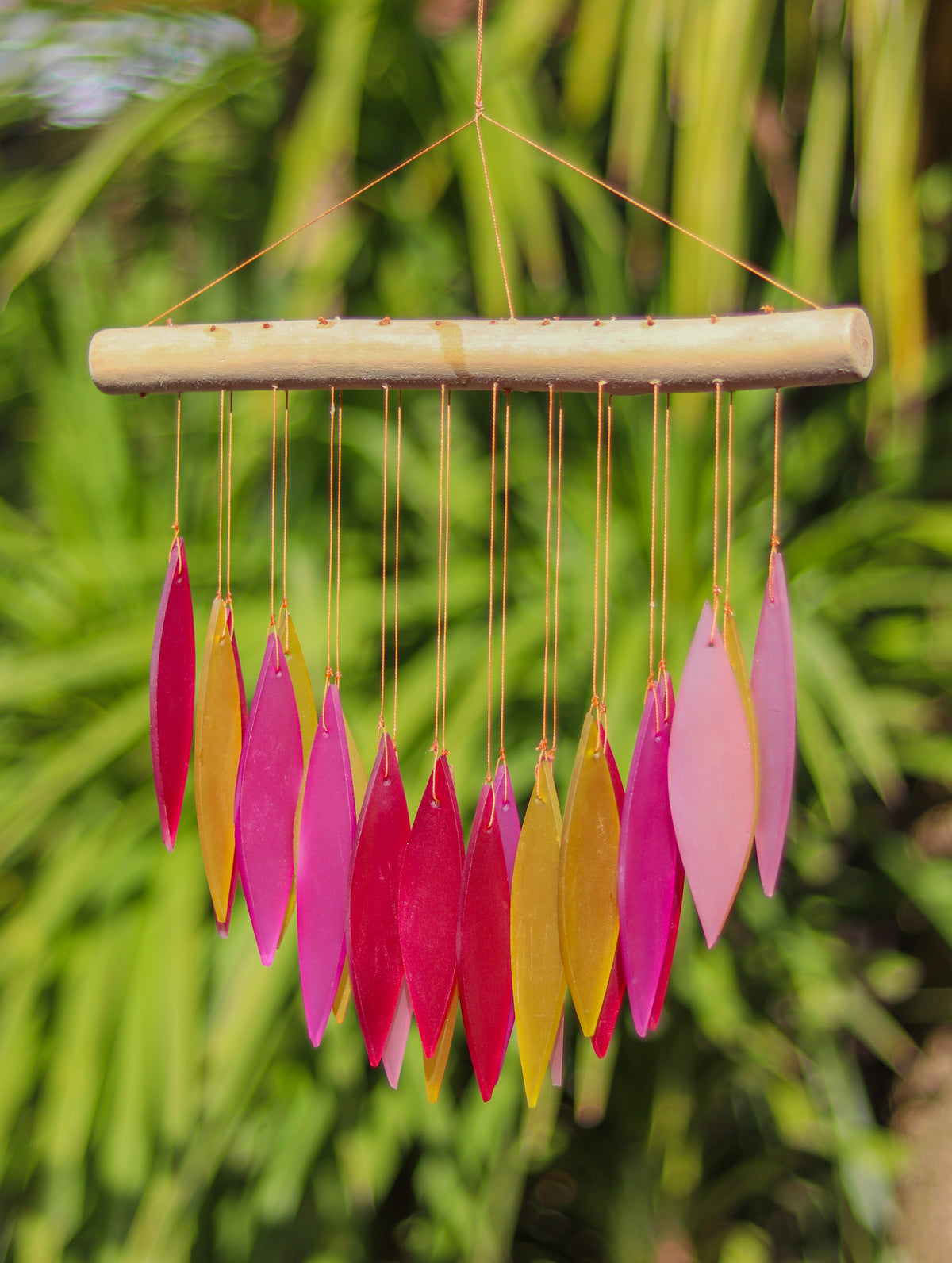 Glass Windchime 'Falling Leaves' - Pinky