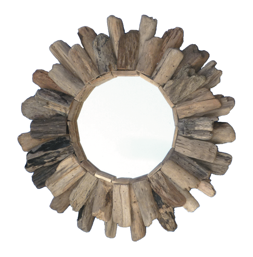 Round Driftwood Sun Mirror