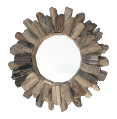 Round Driftwood Sun Mirror