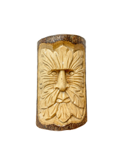 Greenman Half Log Carving - 15cm