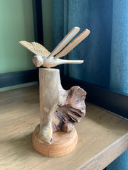 Wooden Parasite Dragonfly Statue