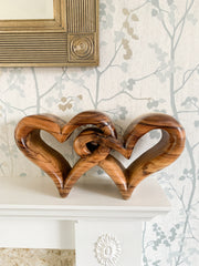 Double Heart Wooden Carving