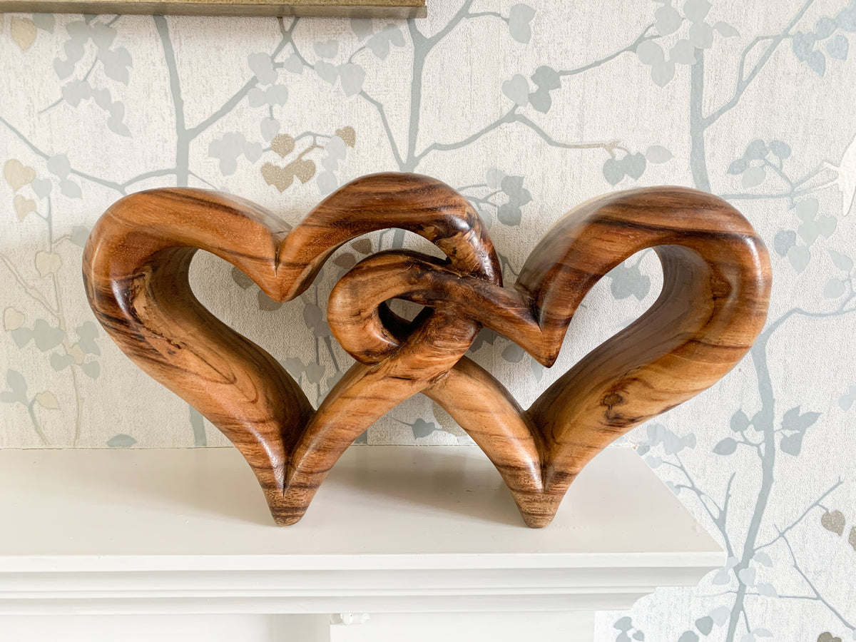 Double Heart Wooden Carving