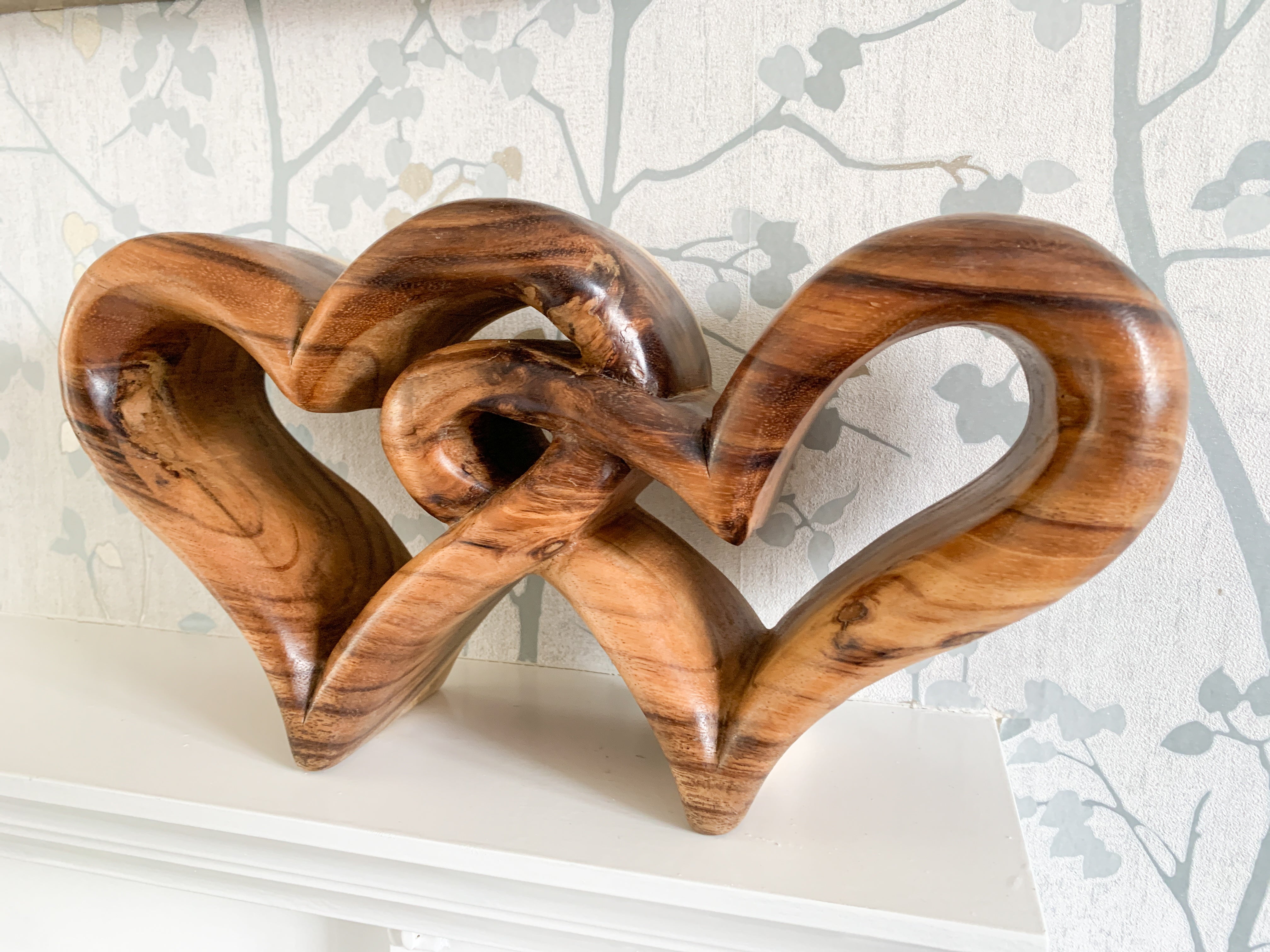 Double Heart Wooden Carving