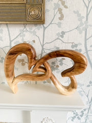 Double Hearts Wooden Carving