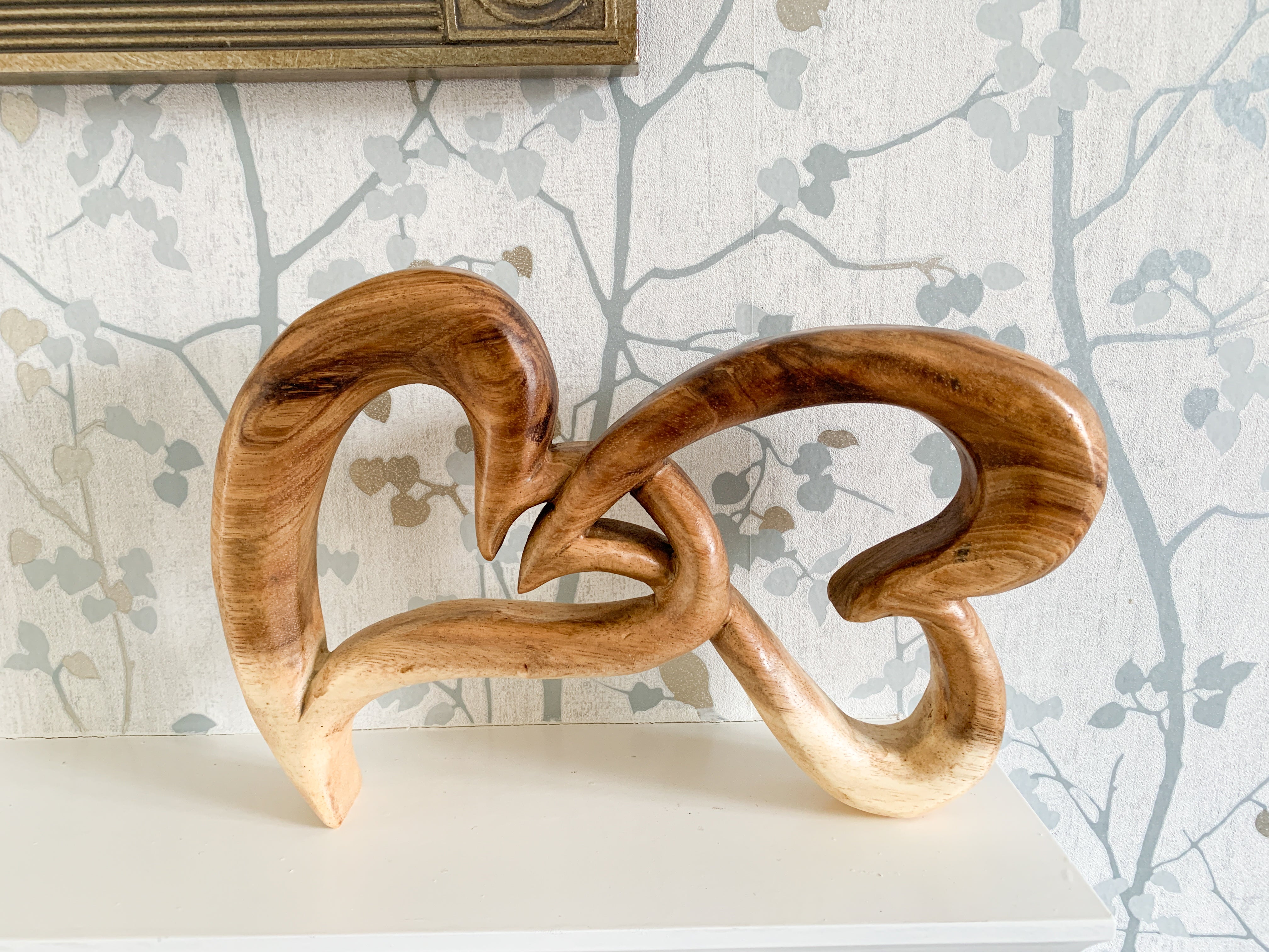 Double Hearts Wooden Carving