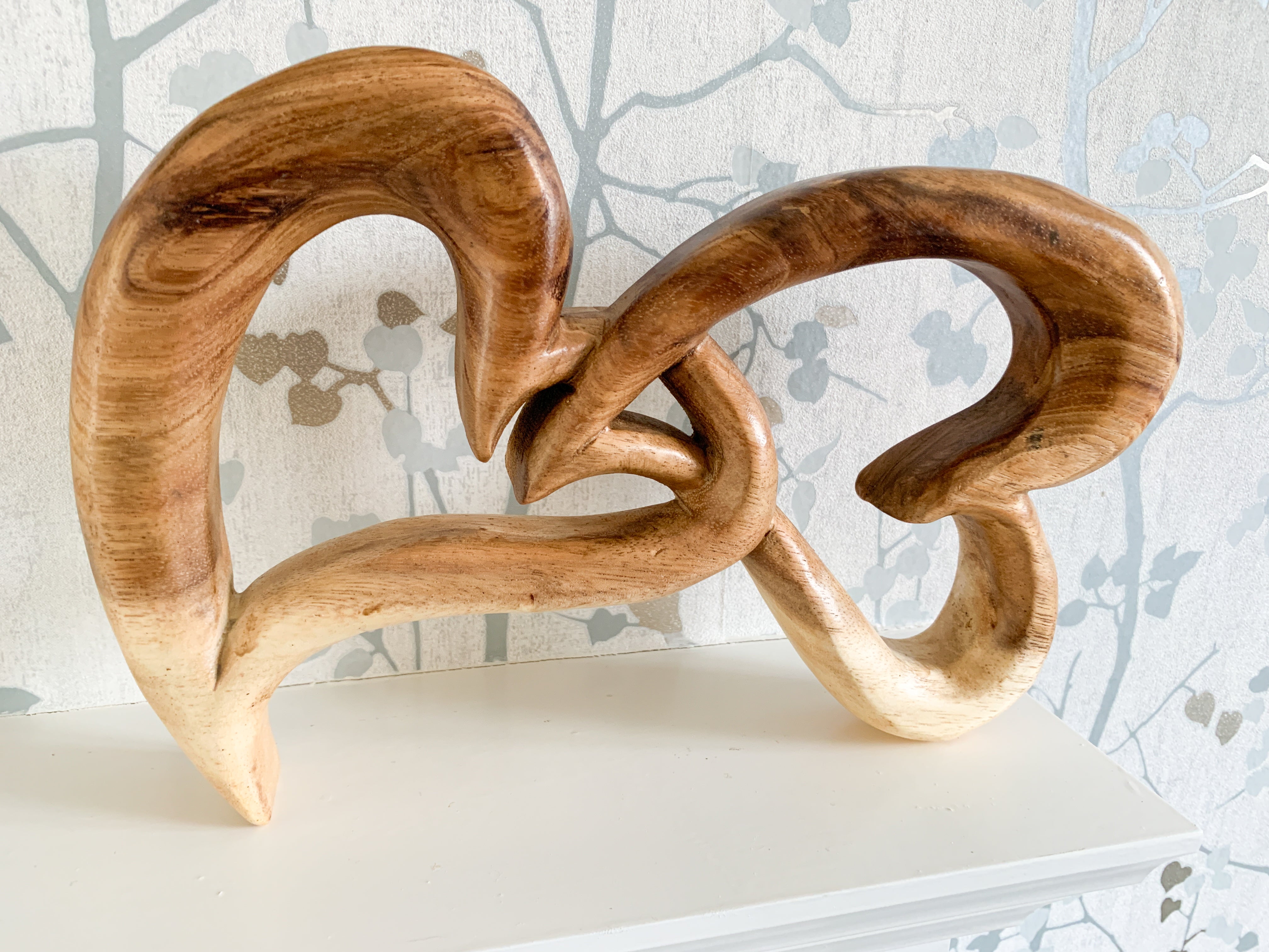 Double Hearts Wooden Carving