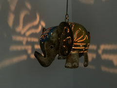 Metal Painted Elephant Lantern