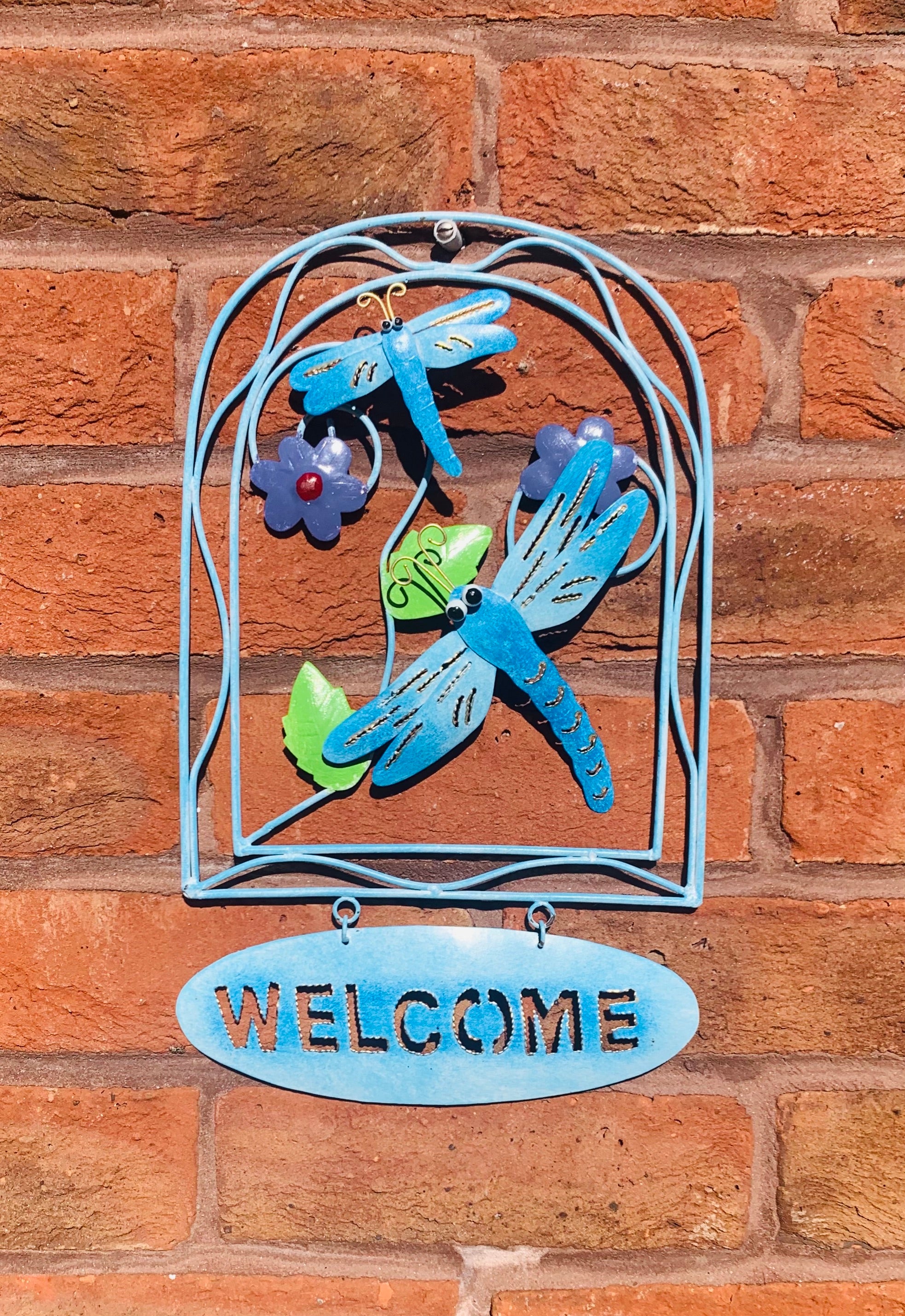Multicoloured Metal Butterfly Welcome Sign