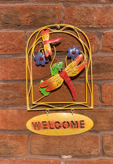 Multicoloured Metal Butterfly Welcome Sign