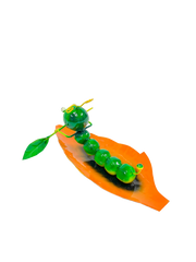 Painted Metal Caterpillar on Leaf Boat