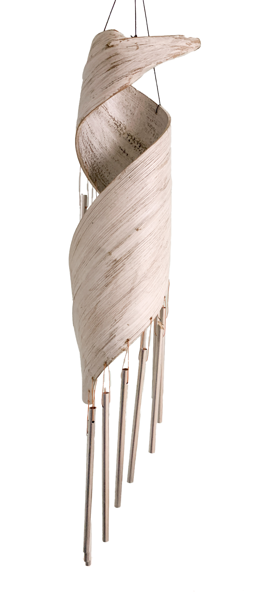 Iron Leaf Wind Chime - White Wash