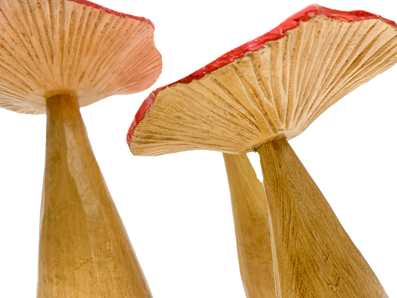 Red Wooden Toadstools - Set of 3