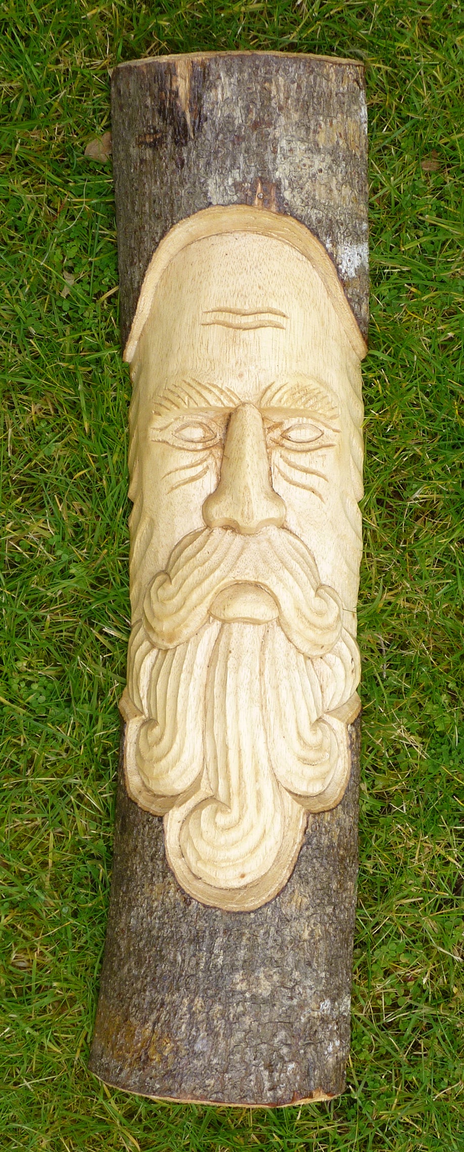 Green Man Log Carving 3 Beard - 50cm