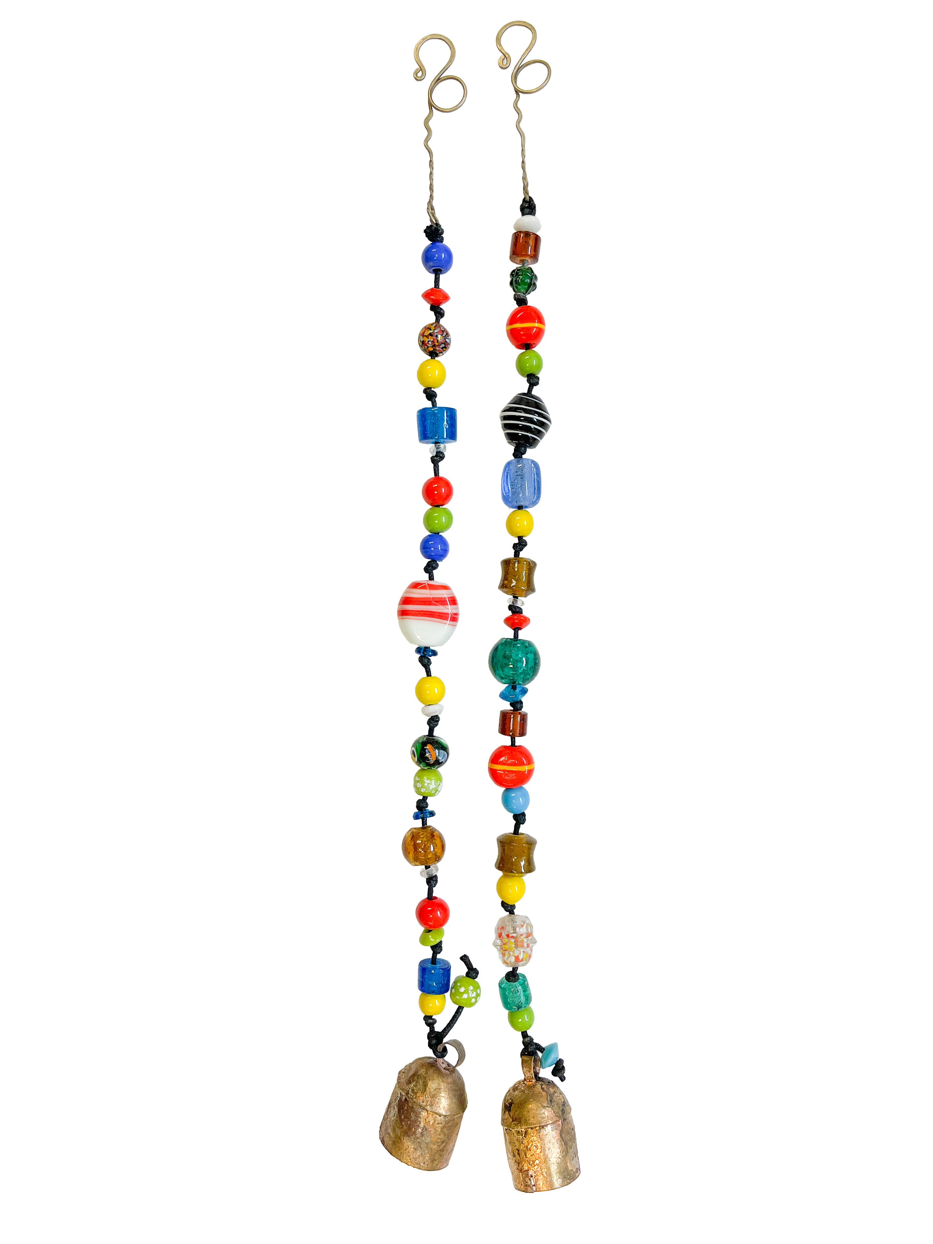 Glass Rainbow Beads Iron Wind Chime - Set of 2 - Outdoor Indoor Garden Hanging Decor Multicoloured C