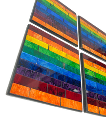 Square Mosaic Coaster - Rainbow Stripe Set of Four
