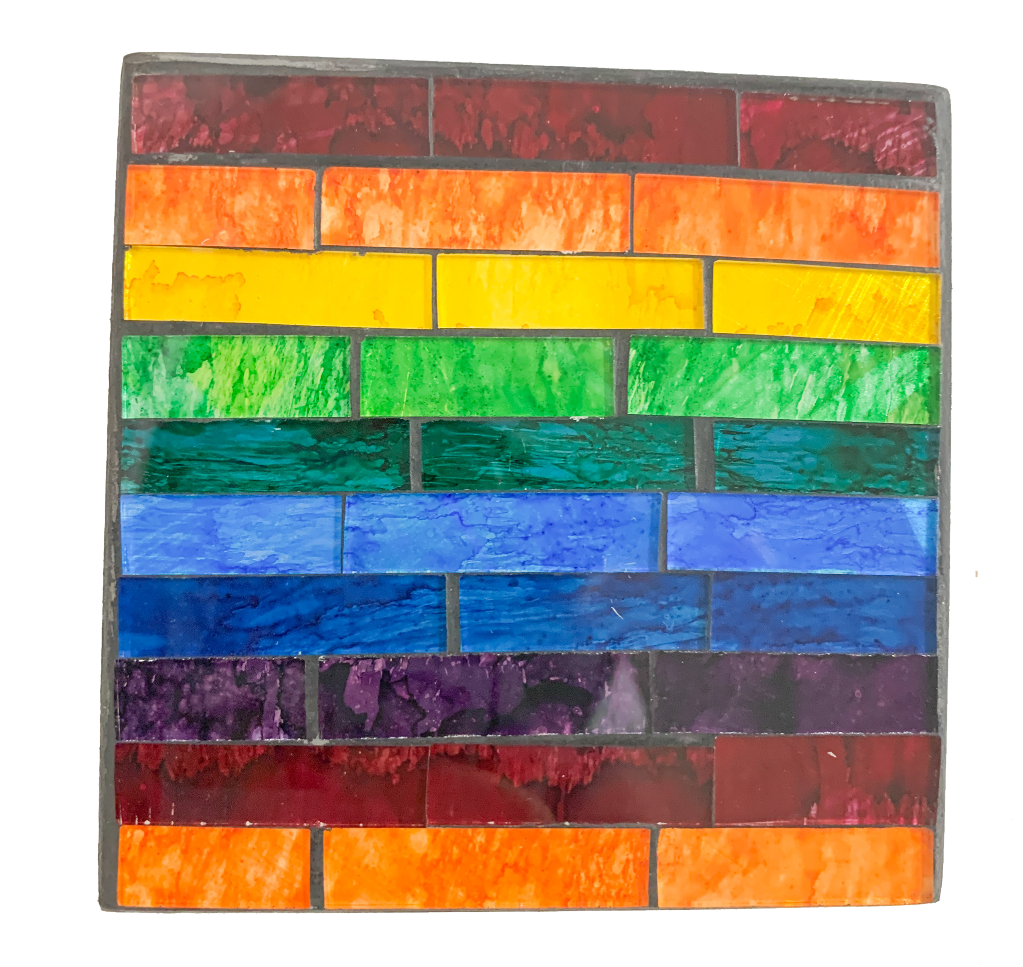 Square Mosaic Coaster - Rainbow Stripe Set of Four