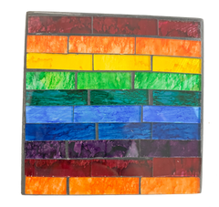 Square Mosaic Coaster - Rainbow Stripe Set of Four