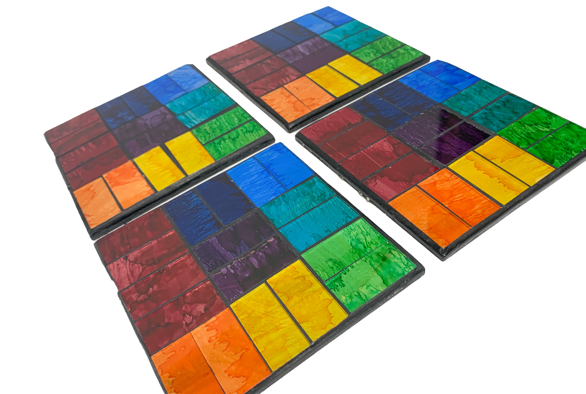Square Mosaic Coaster - Rainbow Tiles Set of Four