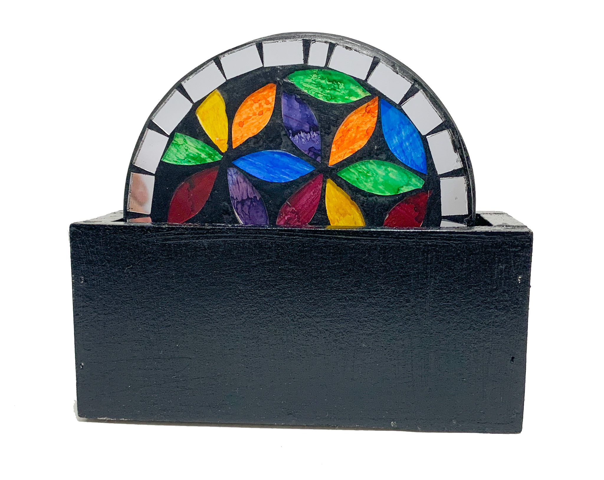 Round Mosaic Coaster Flower - Set of Four