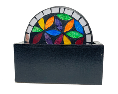 Round Mosaic Coaster Flower - Set of Four