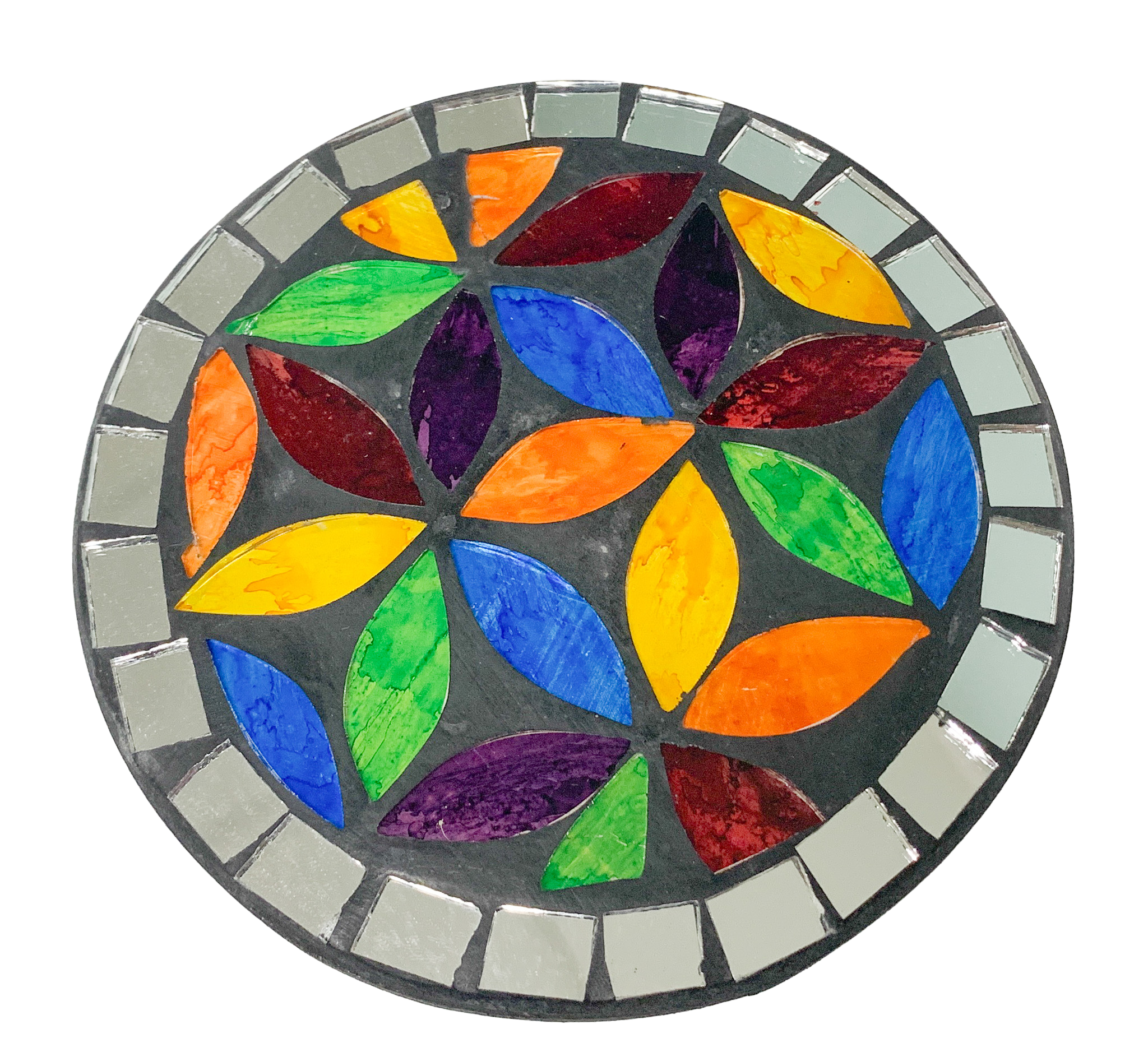 Round Mosaic Coaster Flower - Set of Four