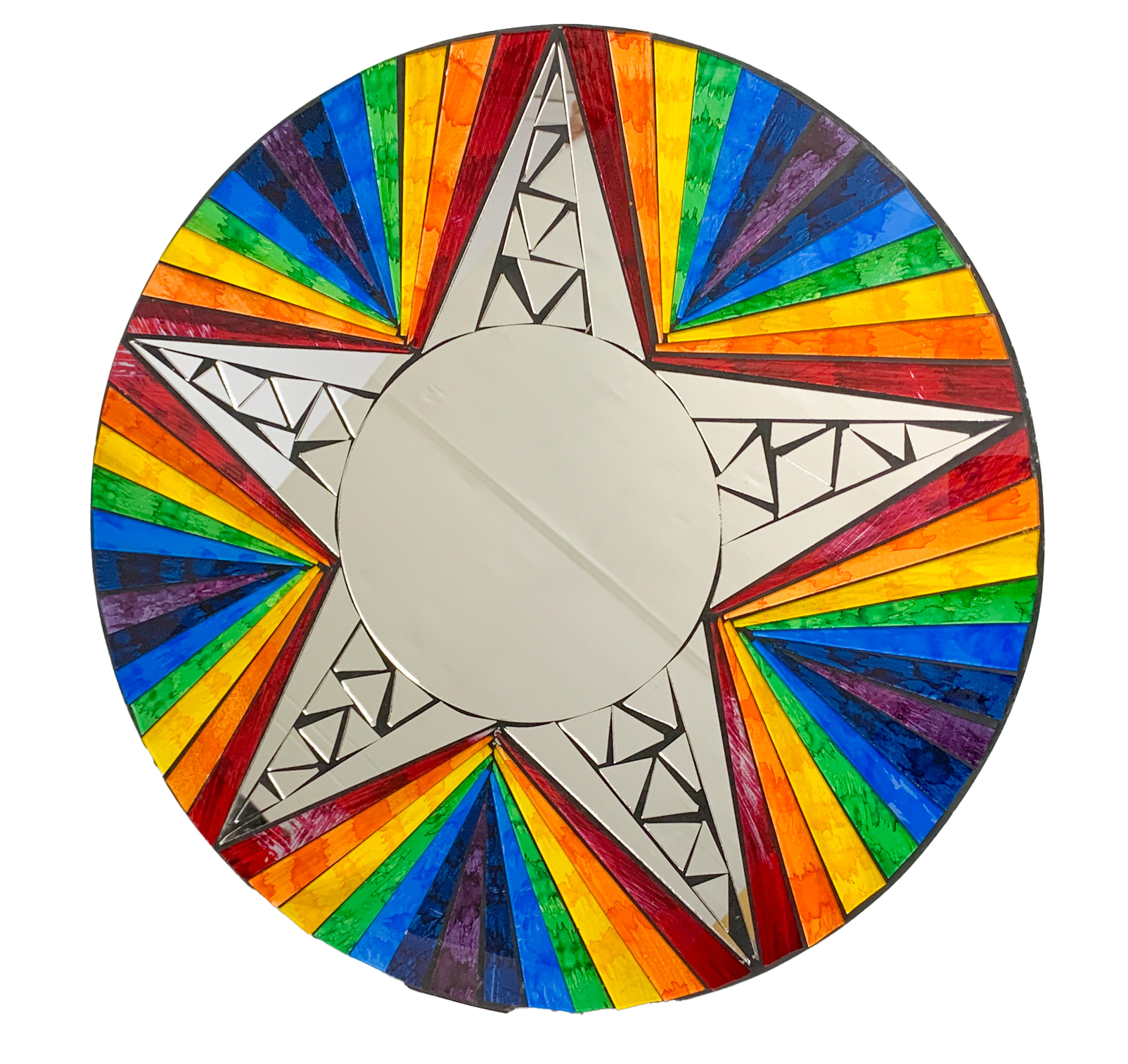 Mosaic Mirror with Star and Rainbow