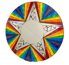 Mosaic Mirror with Star and Rainbow
