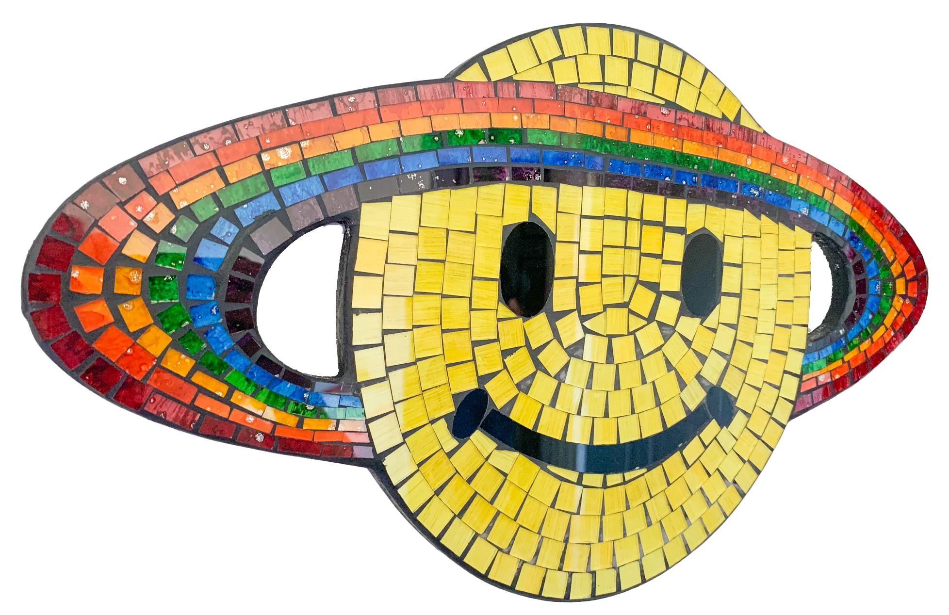 Mosaic Wall Plaque Happy Face with Rainbow