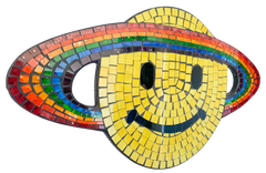 Mosaic Wall Plaque Happy Face with Rainbow