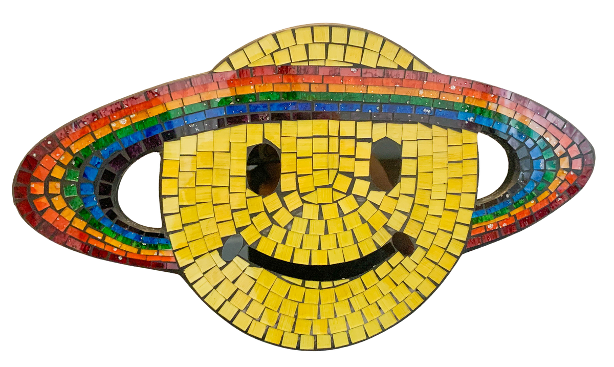 Mosaic Wall Plaque Happy Face with Rainbow