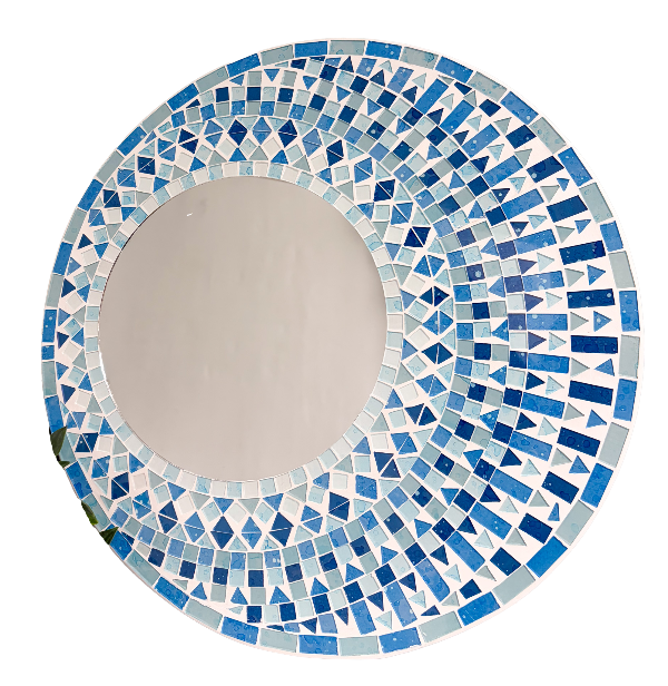 Mosaic Mirror Abstract Blue - 40cm