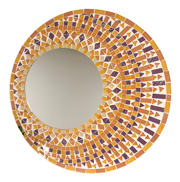 Mosaic Mirror Abstract Orange / Yellow - 40cm