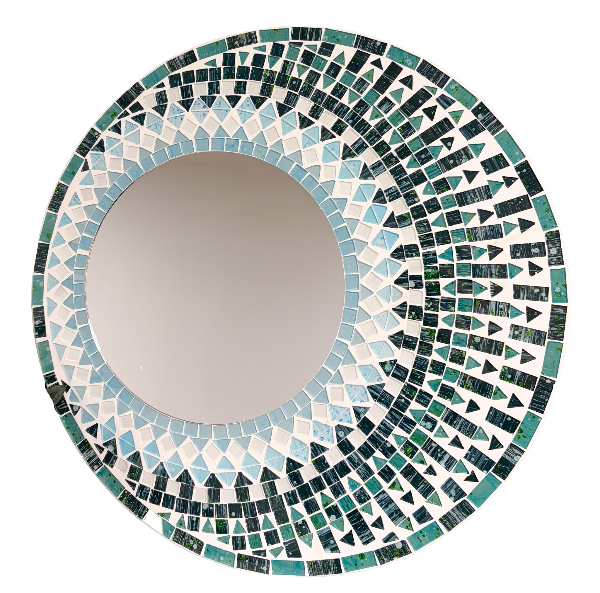 Mosaic Mirror Abstract Turquoise - 40cm