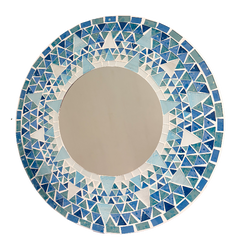 Mosaic Mirror Sunburst Blue - 40cm