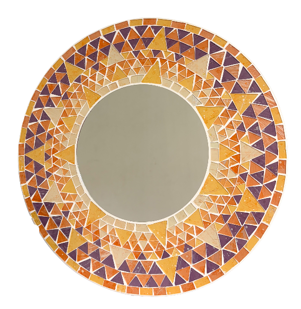 Mosaic Mirror Sunburst Orange / Yellow - 40cm