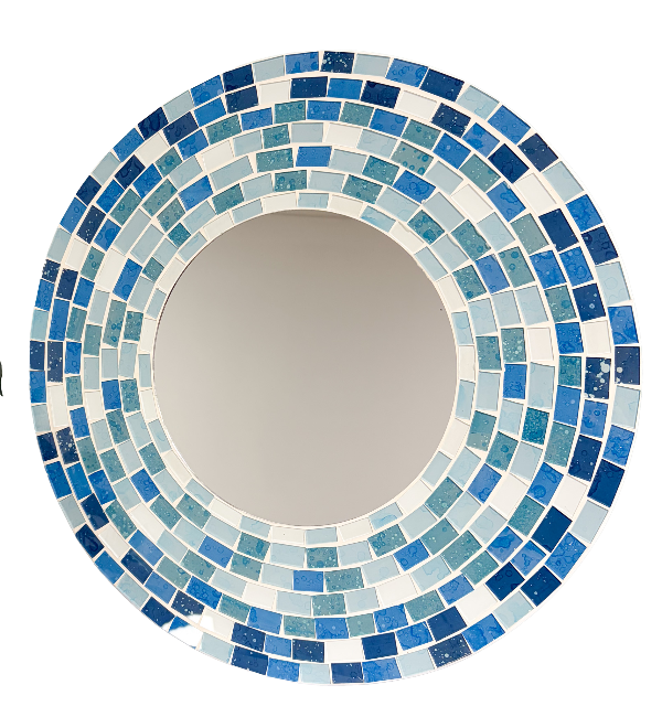 Mosaic Mirror Circular Blue - 40cm