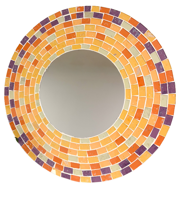 Mosaic Mirror Circular Orange / Yellow - 40cm