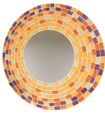 Mosaic Mirror Circular Orange / Yellow - 40cm