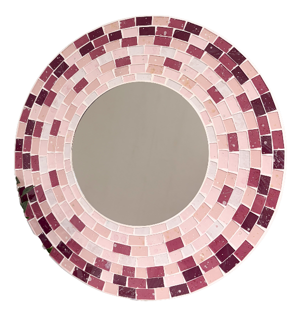 Mosaic Mirror Circular Pink / Purple - 40cm