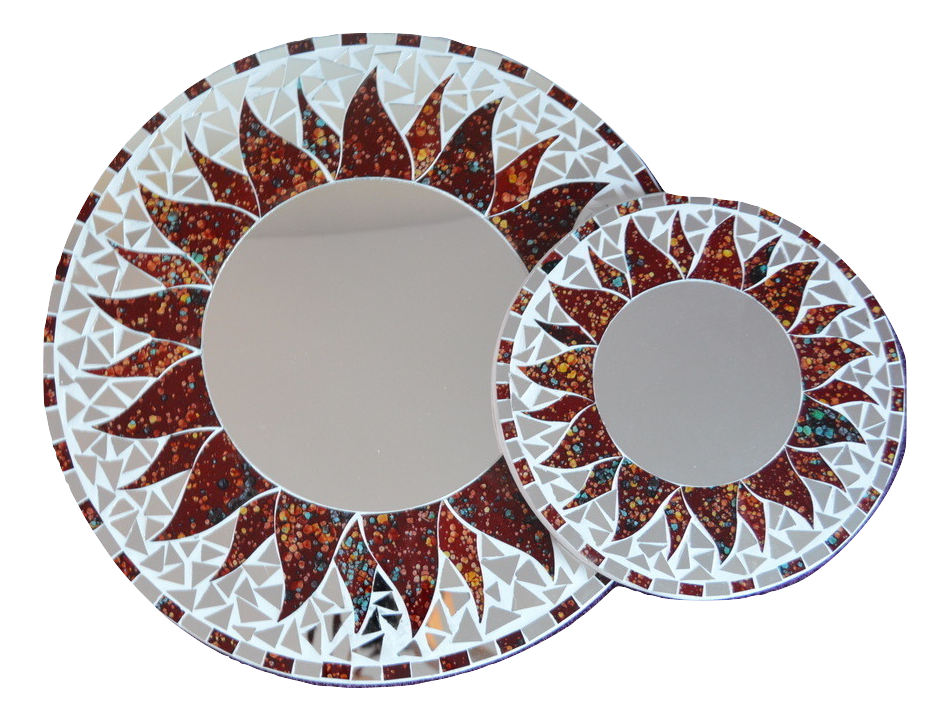 Red/Black Sun Mosaic Mirror